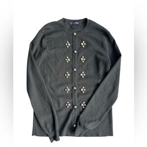 Louis Vuitton Black Cashmere Blend Cardigan Women Brass Embellishments Size M